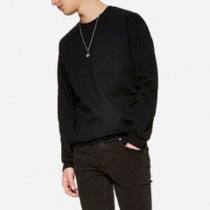 21 MEN Crewneck Knit Sweatshirt Faded Black L